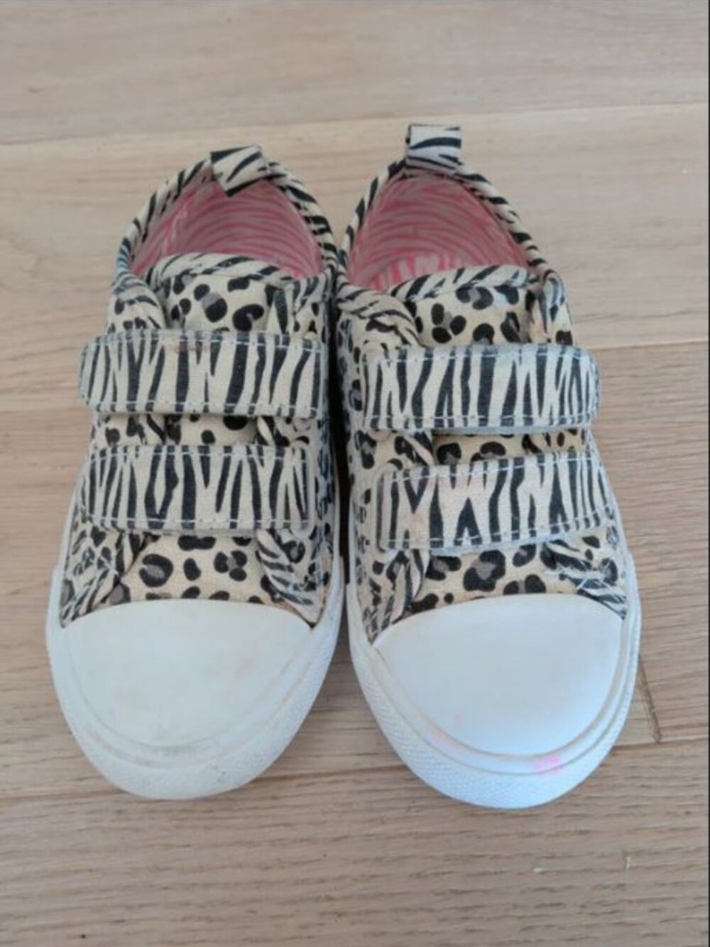 H&M sneakers Hook and Loop tiger and leopard print size 9.5